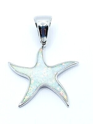 Silver 925 Opal white big starfish pendant, MODEL-SIZE: 1 Pendant Height : 4.5cm-Width : 3.3cm