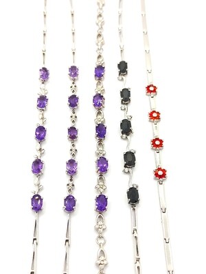 Silver 925 multi color stone hand bracelet