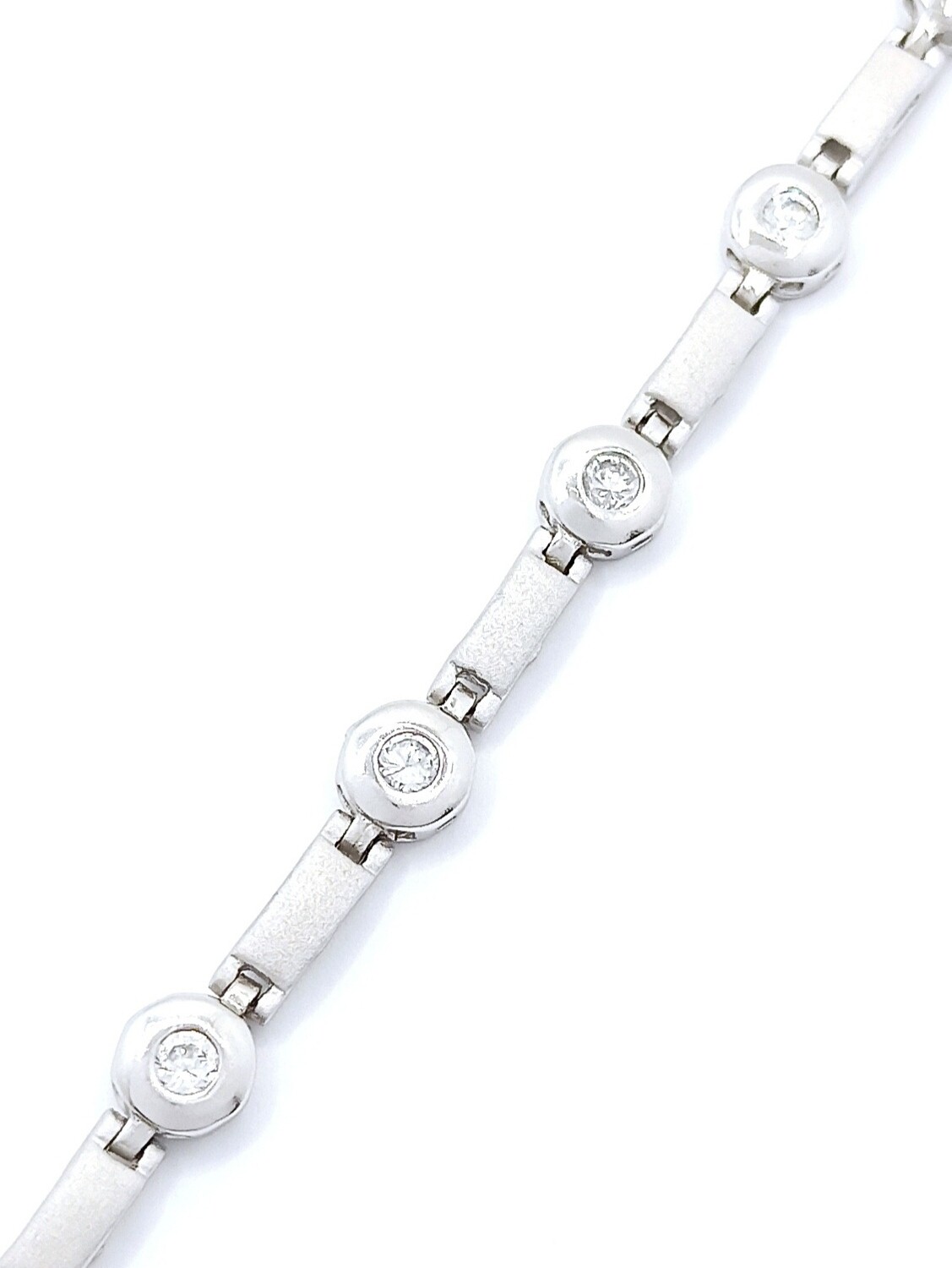 Silver 925 sandblasted riviera hand bracelet, MODEL-SIZE: 1 Design width: 6.30mm-Chain width: 3.35mm-Chain Length: 17.5cm