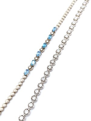 Silver 925 riviera hand bracelet with white or blue stone