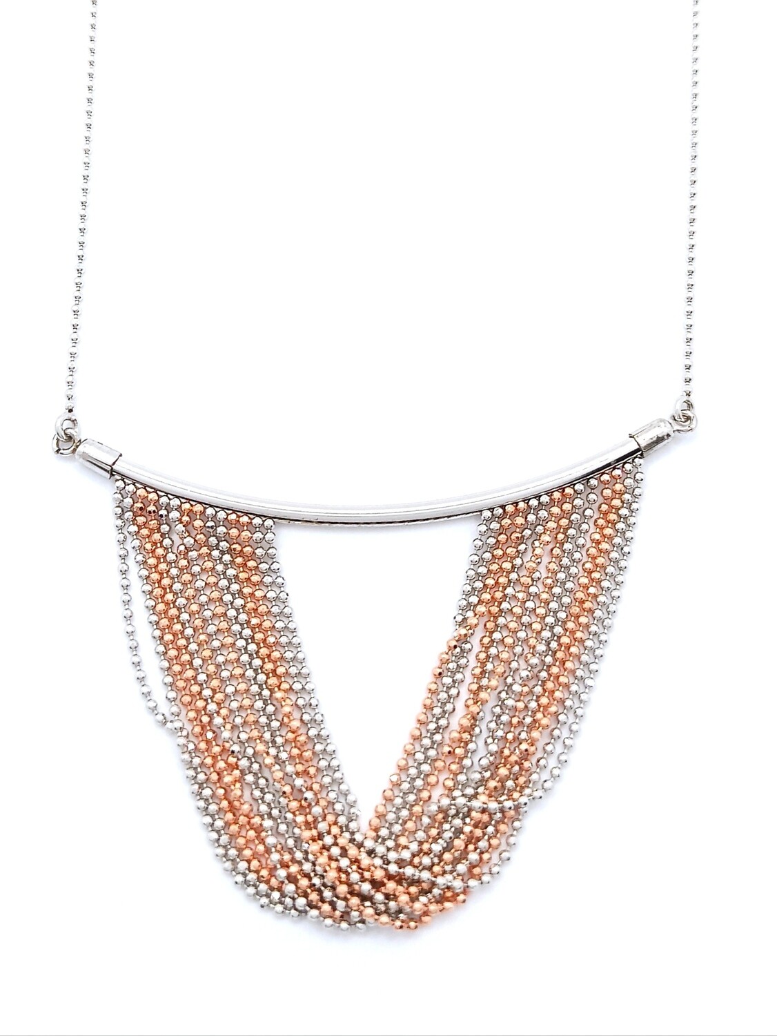 Silver 925 hanging chain necklace, MODEL-COLOR: 1-White &amp; Rose gold plated