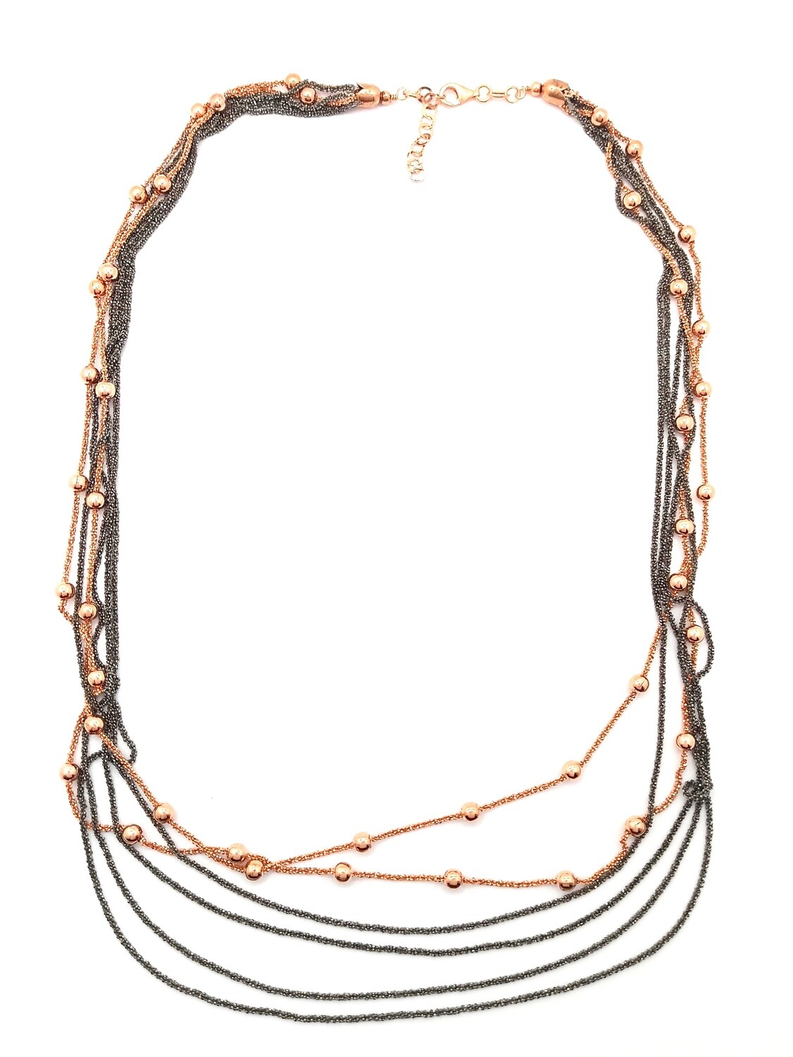 Silver 925 6 chains ball necklace