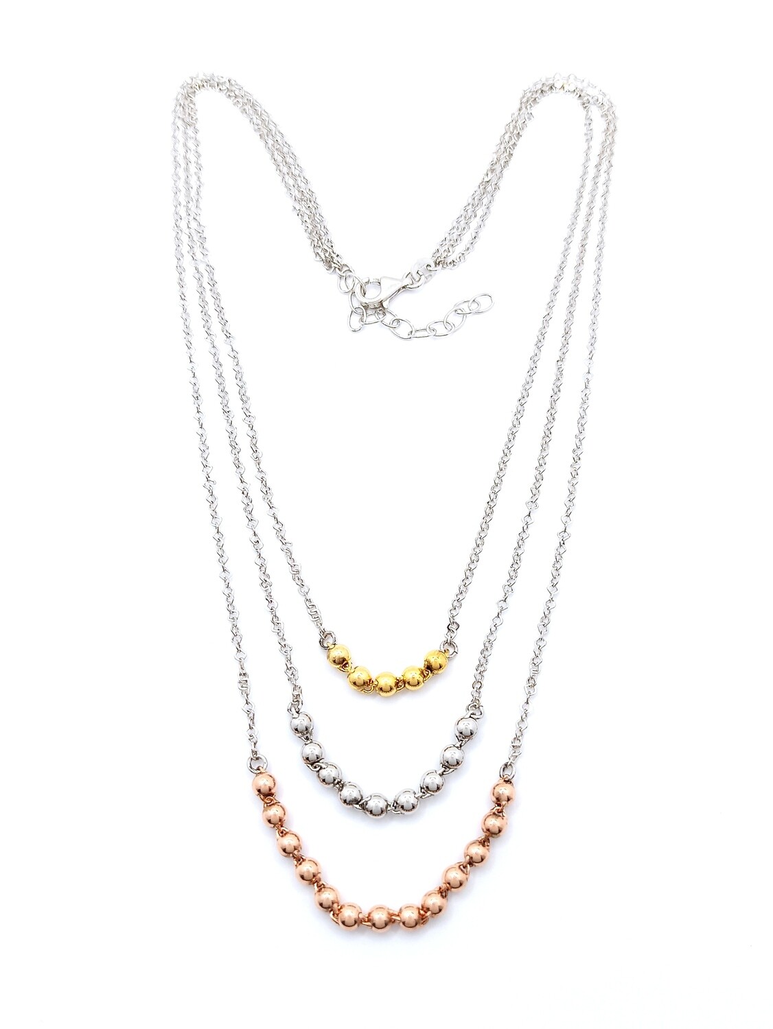 Silver 925 fancy ball design necklace, MODEL-SIZE: 1-Chain Length: 42+4.5cm Adjustable