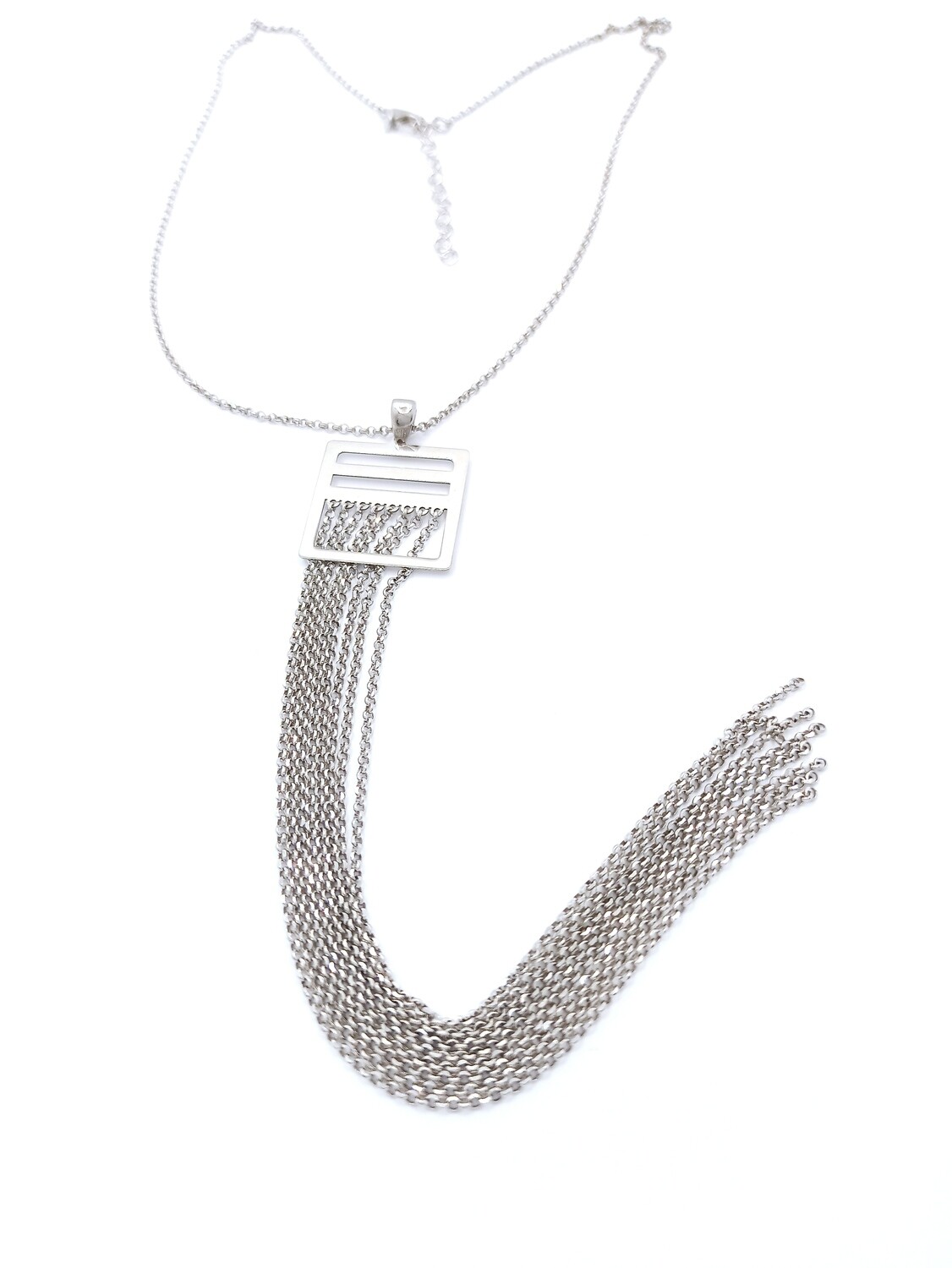 Silver 925 fancy modern white gold necklace, MODEL-CHAIN SIZE: 1-Chain Length: 42+4.5cm Adjustable
