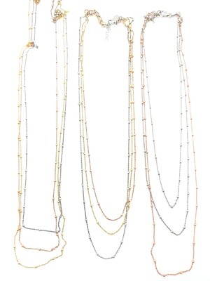 Silver 925 triple chain ball to ball necklace