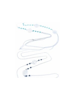 Silver 925 long dreamcatcher diamond cut necklace