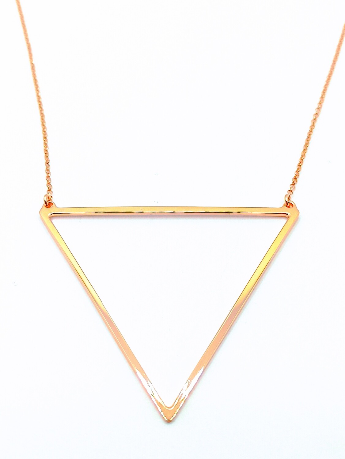 Silver 925 big triangle rose or white necklace, MODEL-COLOR-PENDANT SIZE-CHAIN LENGTH: 1-Rose gold plated-Pendant Height: 4.8cm/Width : 5.5cm-Chain Length: 35+4.5cm Adjustable