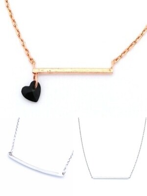 Silver 925 long bar heart necklace