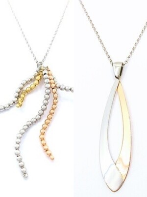 Silver 925 white &amp; gold surface long necklace