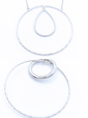 Silver 925 big tear or circle diamond cut necklace
