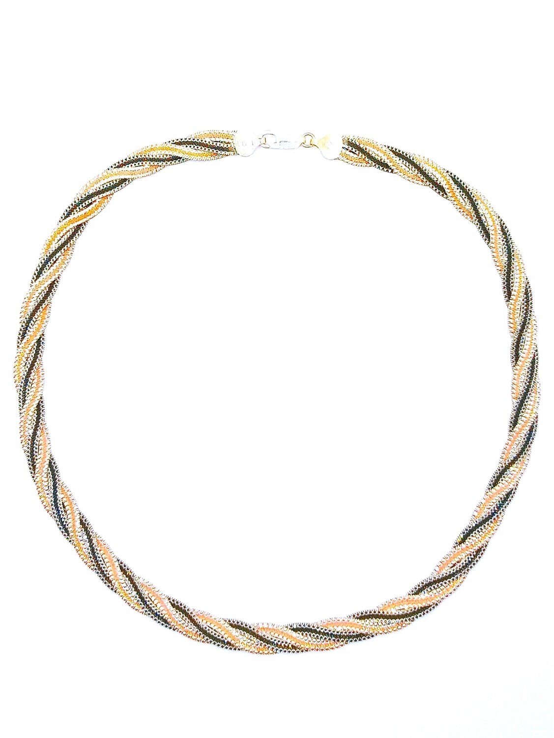 Silver 925 3 color flat chain diamond cut necklace, MODEL-CHAIN WIDTH-CHAIN LENGTH: 1-Chain width: 0.9cm-ChainLength: 45cm