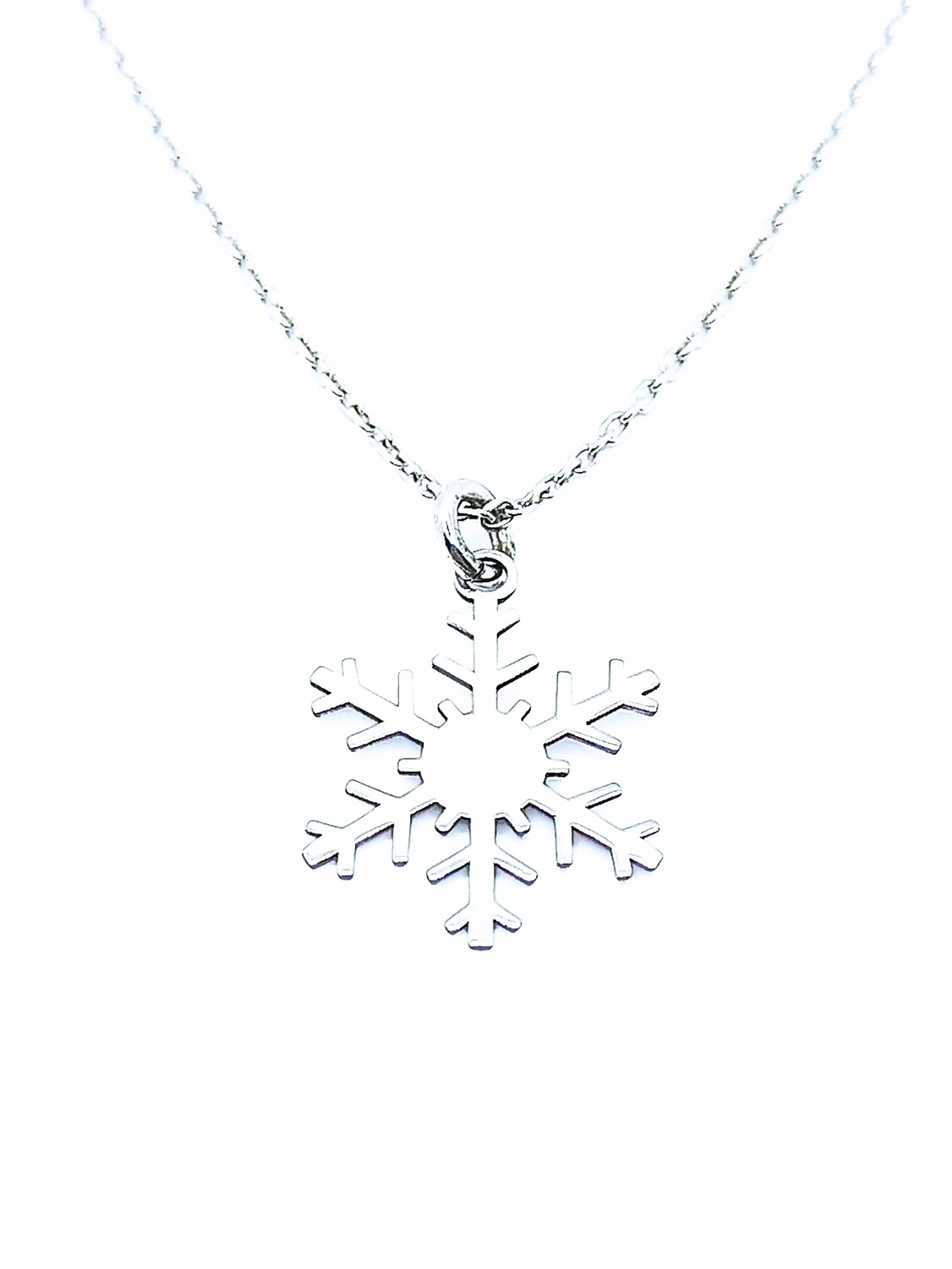 Silver 925 snowflake necklace, PENDANT SIZE-CHAIN LENGTH: 1 PENDANT size: 1.6cm-Chain Length: 45cm diamond cut