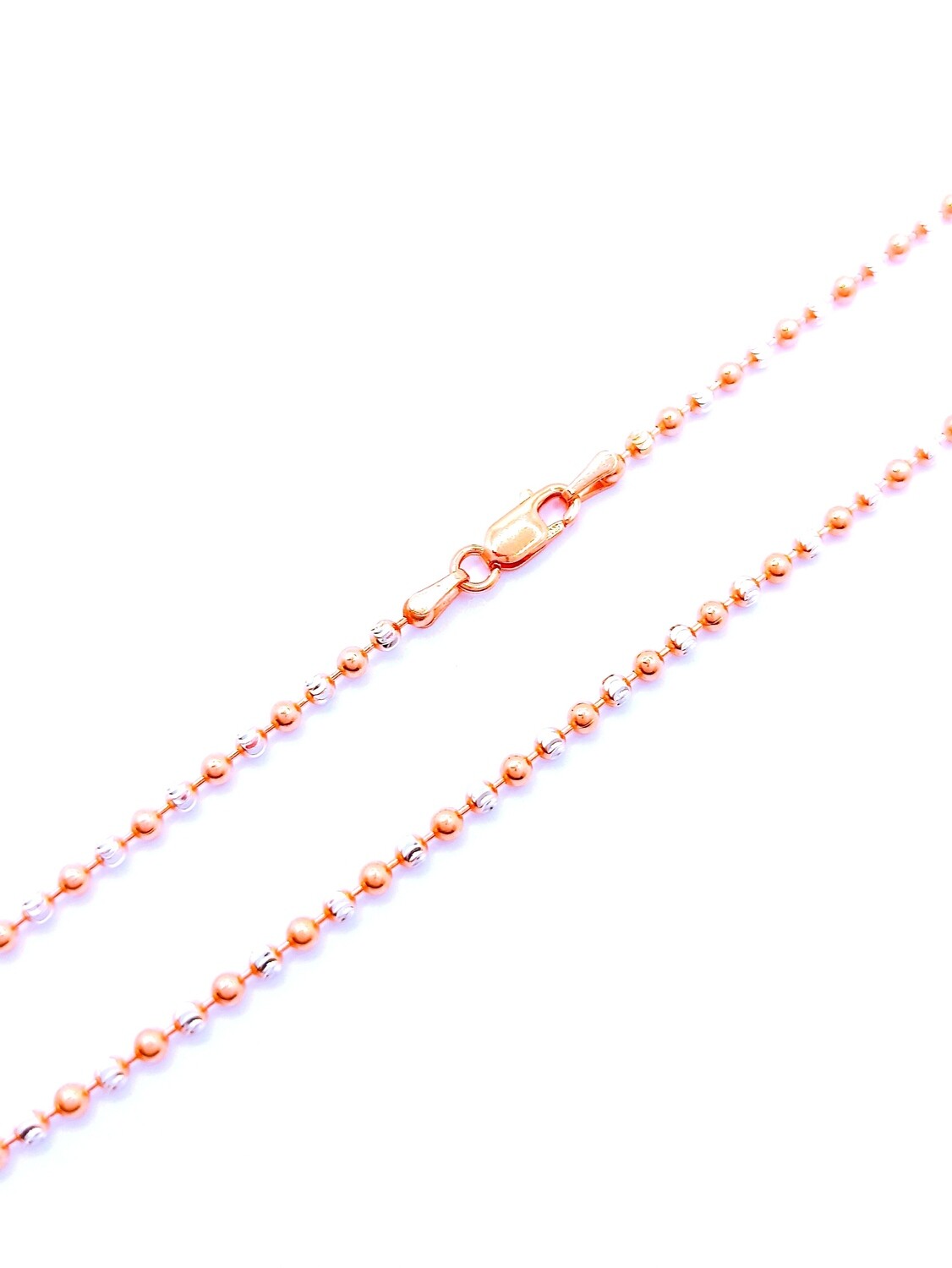 Silver 925 2 color ball design necklace, MODEL-CHAIN WIDTH-CHAIN LENGTH: 1-Chain width : 2.50mm-Chain Length : 45cm diamond cut design