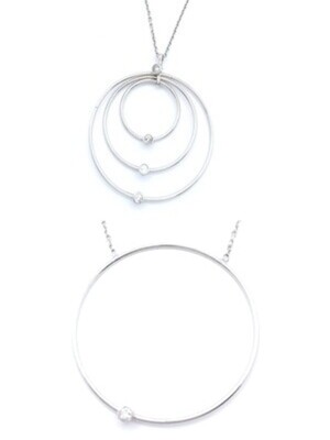 Silver 925 big circle stone necklace