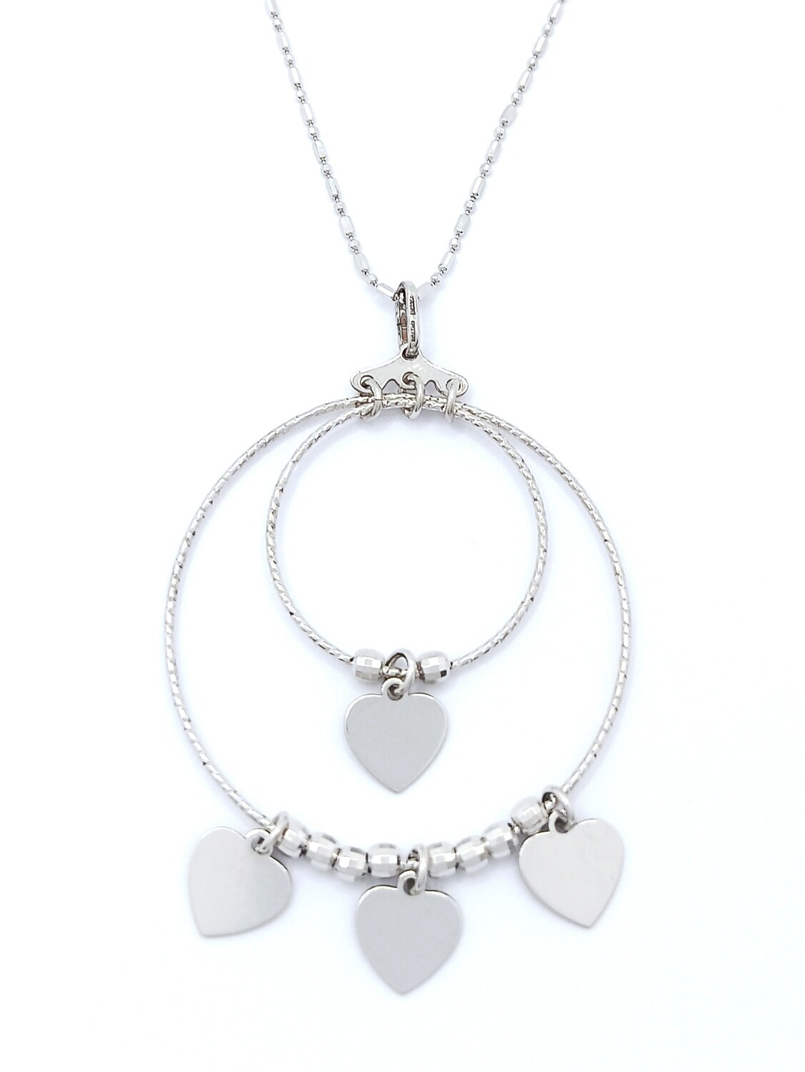 Silver 925 diamond cut circle necklace, MODEL-DESIGN-CHAIN LENGTH: 1-HEART-Chain Length: 45cm