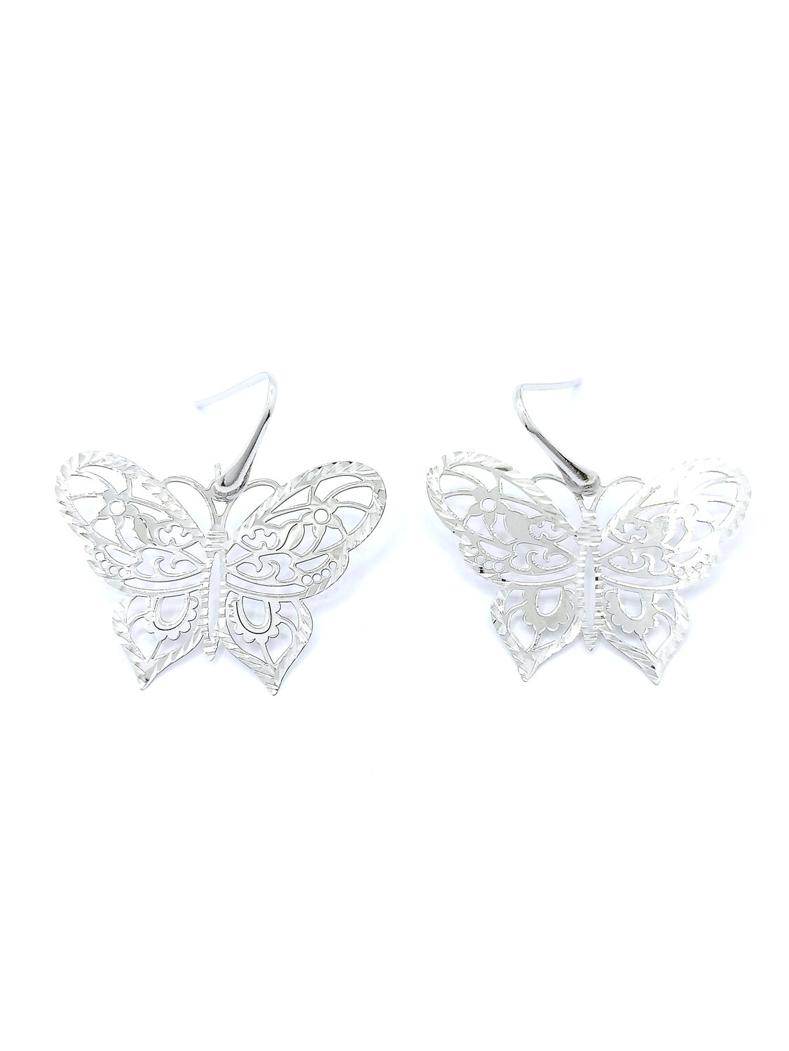 Silver 925 diamond cut butterfly earring, MODEL-SIZE: 1 Earring Height : 3.9cm- Width : 3.8cm