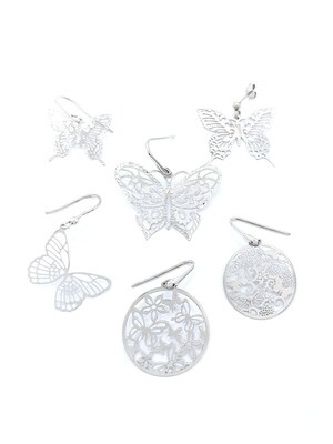 Silver 925 diamond cut butterfly earring
