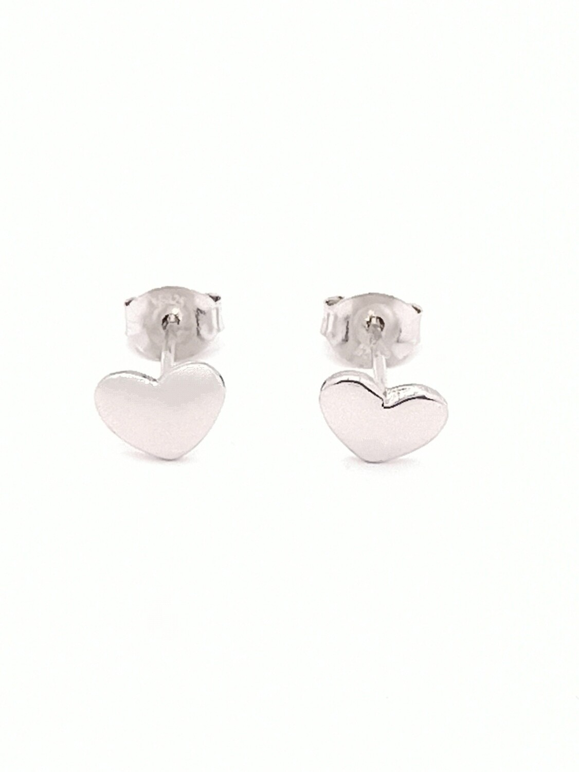 Silver 925  heart stud earrings, MODEL-SIZE: 1 Earring Height : 0.5cm- Width : 0.7cm