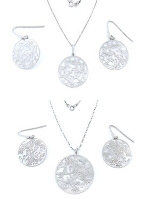 Silver 925 SET butterfly necklace and earring