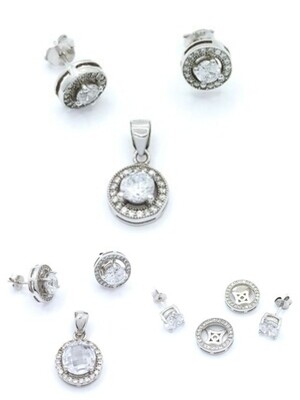 Silver 925 SET round pendant and earrings
