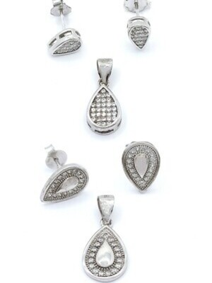 Silver 925 SET  tear pendant and earrings