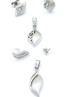 Silver 925 SET sandblasted pendant and earrings