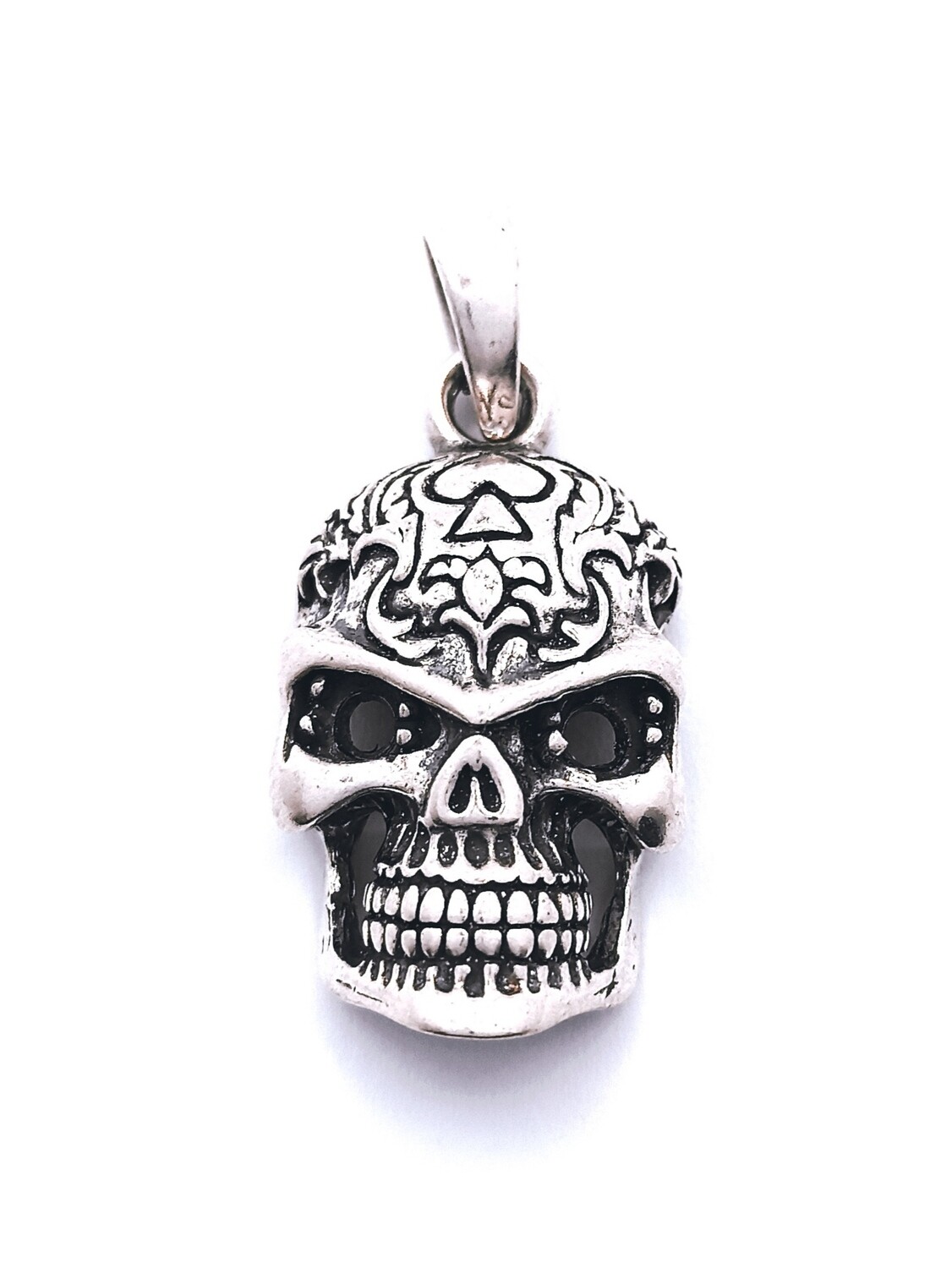 Silver 925 handmade skull oxidized pendant, MODEL-SIZE: 1-Pendant Height : 3.8cm-w-Width : 1.7cm