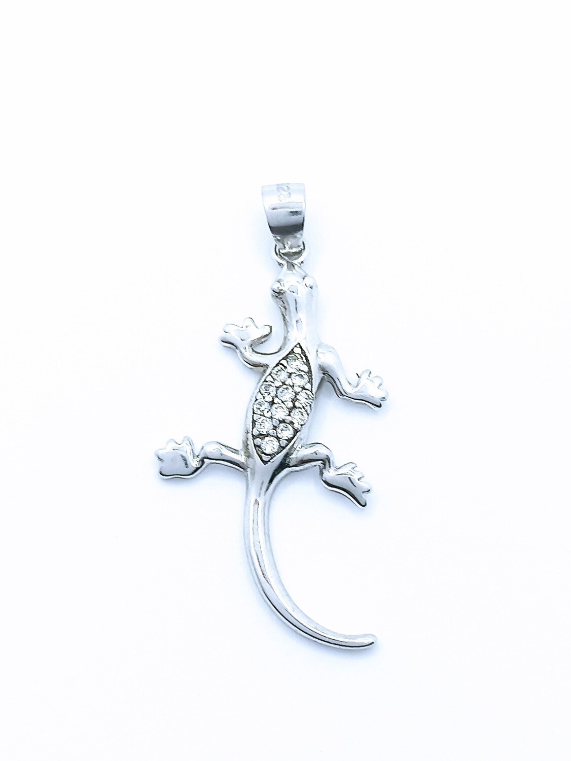 Silver 925 salamander pendant  white or black stone, MODEL-STONE COLOR-SIZE: 1-CZ White zirconia-Pendant Height : 3.2cm-Width : 1.6cm
