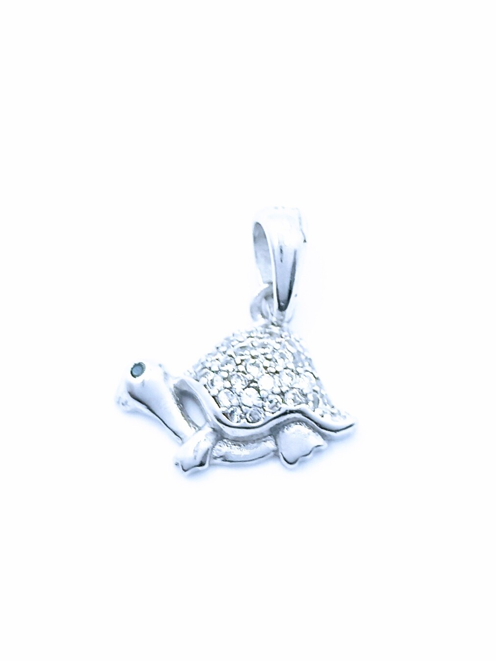 Silver 925 turtle white stone pendant, MODEL-SIZE: 1-Pendant Height : 1.6cm-Width : 1.3cm