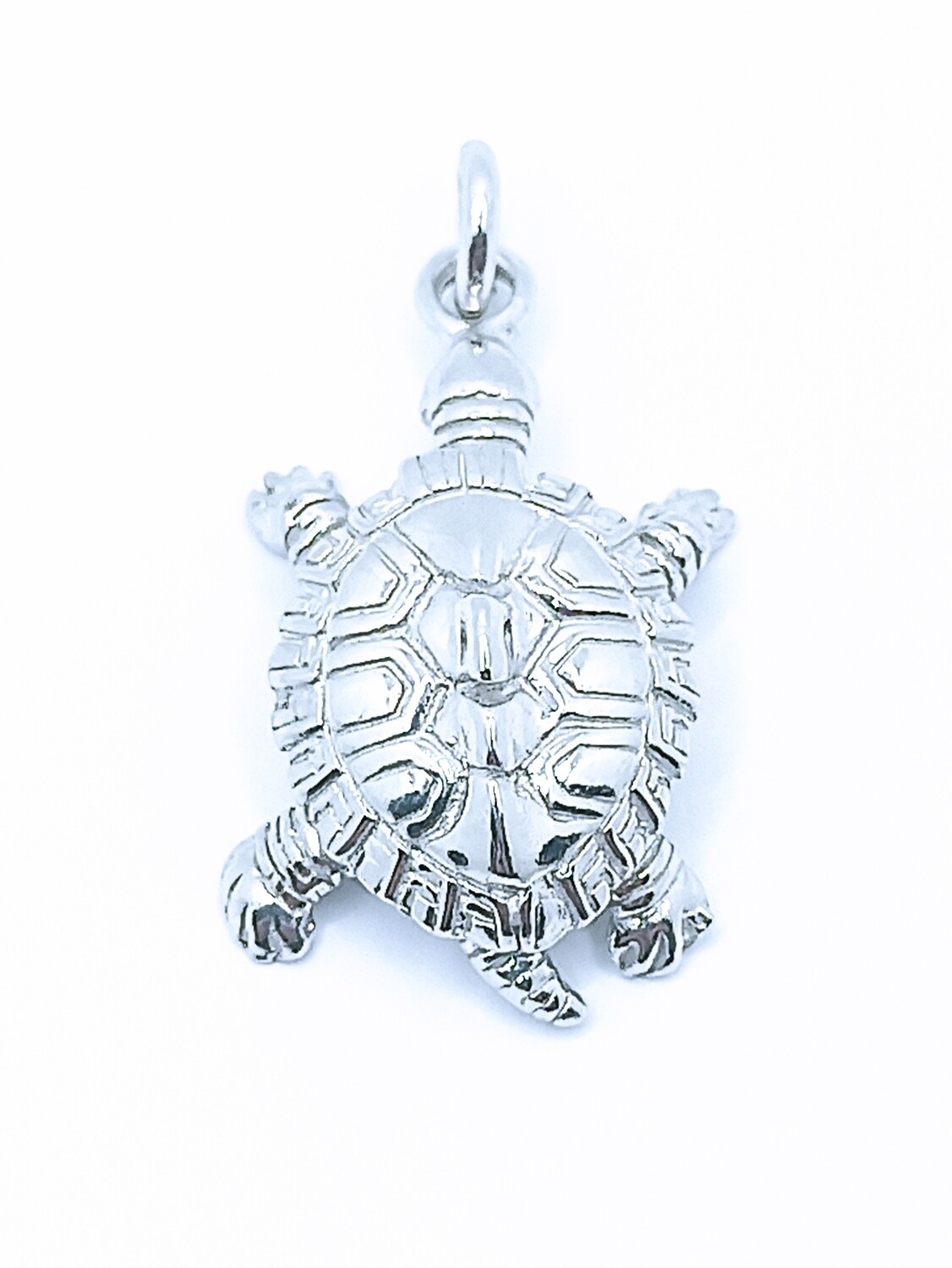 Silver 925 handmade turtle pendant, MODEL-COLOR-SIZE: 1-White gold plated-Pendant Height : 3cm-Width : 1.8cm
