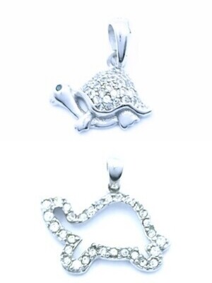 Silver 925 turtle white stone pendant