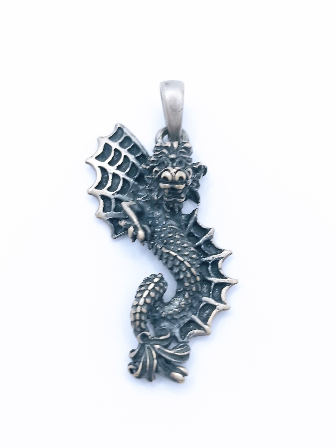 Silver 925 handmade dragon pendant oxidized, MODEL-SIZE: 1 Pendant length : 5.1cm-width : 2.8cm