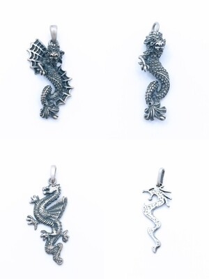 Silver 925 handmade dragon pendant oxidized