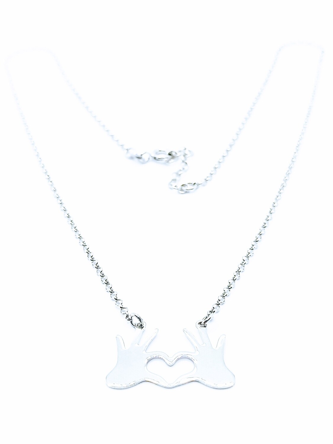 Silver 925 hands or puzzle love necklace, MODEL-SIZE-CHAIN LENGTH: 1-Pendant Height: 1.7cm-Width: 2.4cm-Chain Length: 42+3cm Adjustable