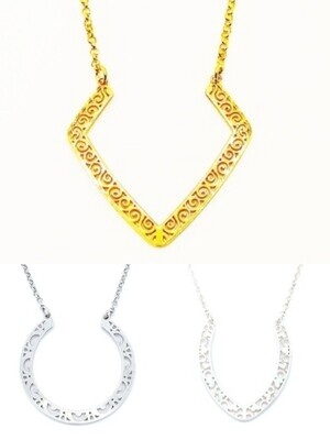 Silver 925  modern shape gold necklace