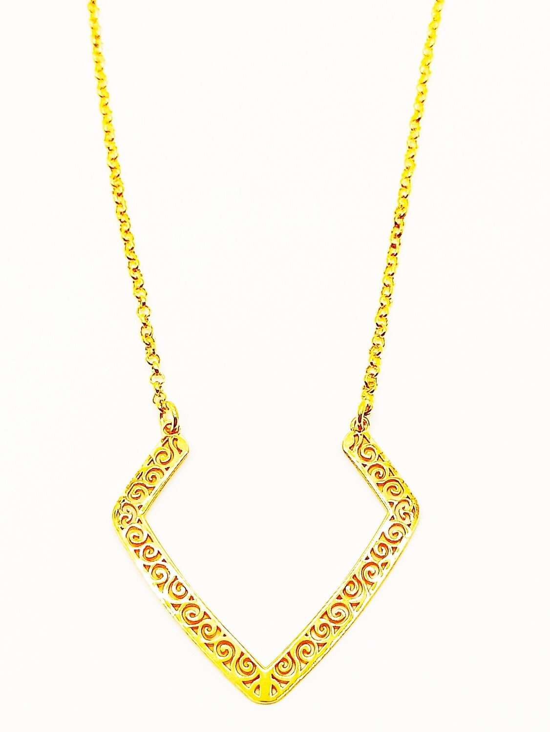 Silver 925  modern shape gold necklace, MODEL-COLOR-SIZE: 1-Gold plated-Pendant Height: 3cm-Width : 3.4cm
