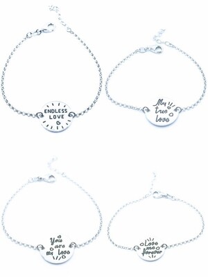 Silver 925 round Love hand bracelet