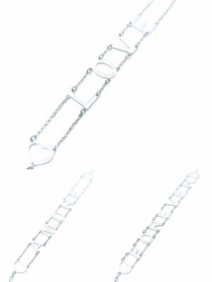 Silver 925 hearts and letters Love hand bracelet