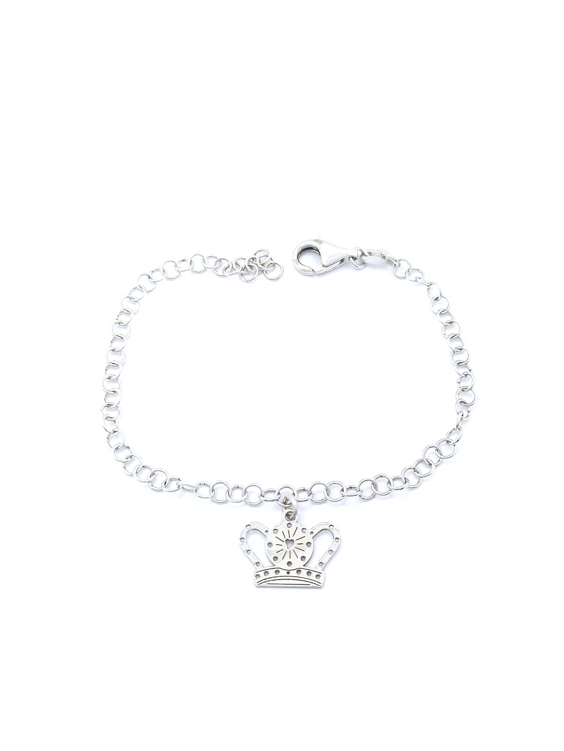 Silver 925 crown design hand bracelet, MODEL-SIZE-CHAIN LENGTH: 1-Design Height: 1.2cm-Width: 1.5cm-Chain Length: 17.5cm Adjustable in all size
