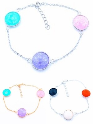 Silver 925 colorful stone hand bracelet