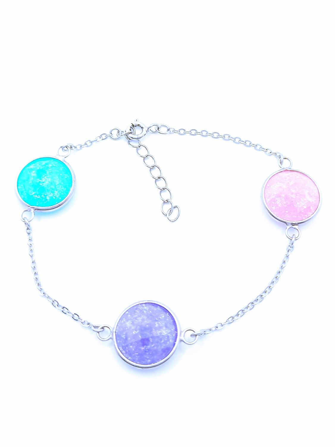 Silver 925 colorful stone hand bracelet, MODEL-CHAIN COLOR-STONE COLOR: 1-White gold plated-CZ Pink-Lila-Light Blue zirconia with silver strass inside