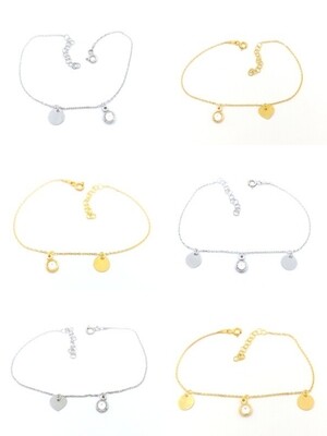 Silver 925 round or heart pennie hand bracelet