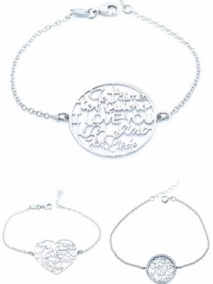 Silver 925 I Love You hand bracelet