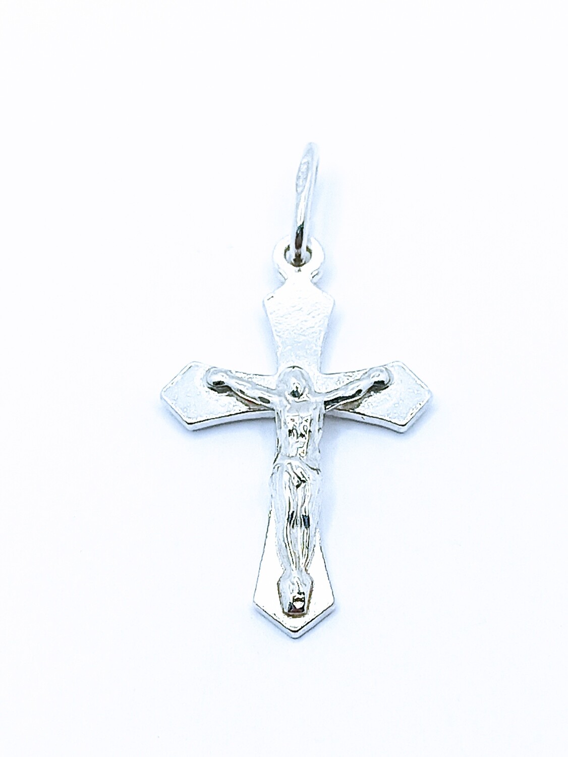 Silver 925 Jesus cross pendant, MODEL-COLOR-SIZE: 1-WHITE GOLD PLATED-Pendant Height: 3cm-Width : 1.6cm