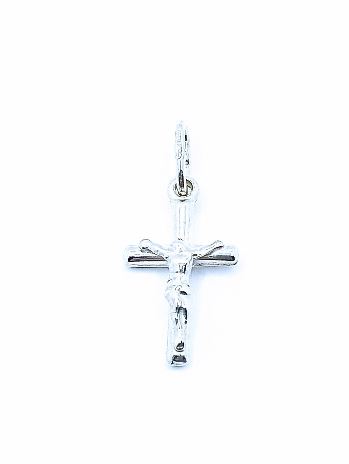 Silver 925 Jesus cross pendant, COLOR: Jesus color: White gold plated