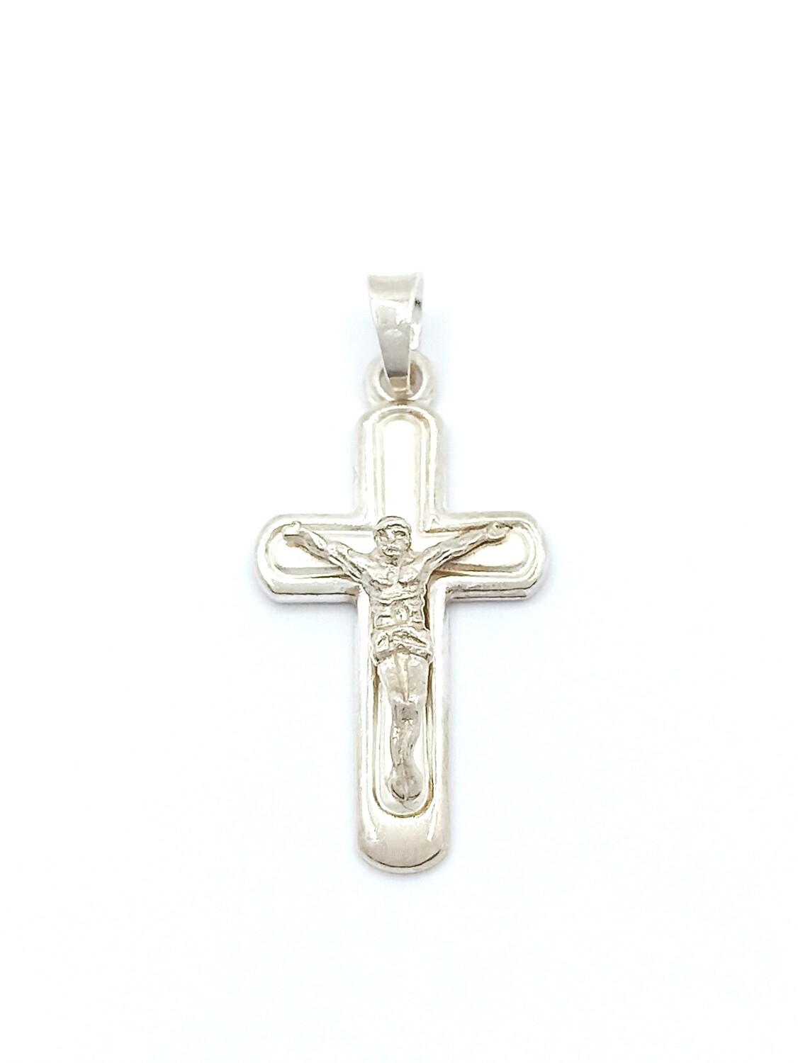 Silver 925 Jesus cross pendant, MODEL-COLOR-SIZE: 1 Jesus color: White gold plated-Pendant Height: 2.9cm-Width : 1.3cm