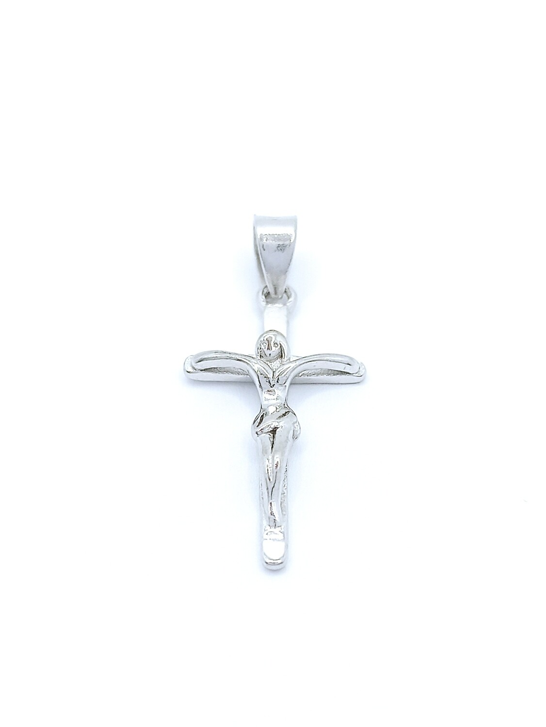 Silver 925 handmade Jesus cross pendant, COLOR: 1 Jesus color: White gold plated