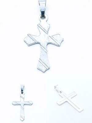 Silver 925 diamond scratched surface cross