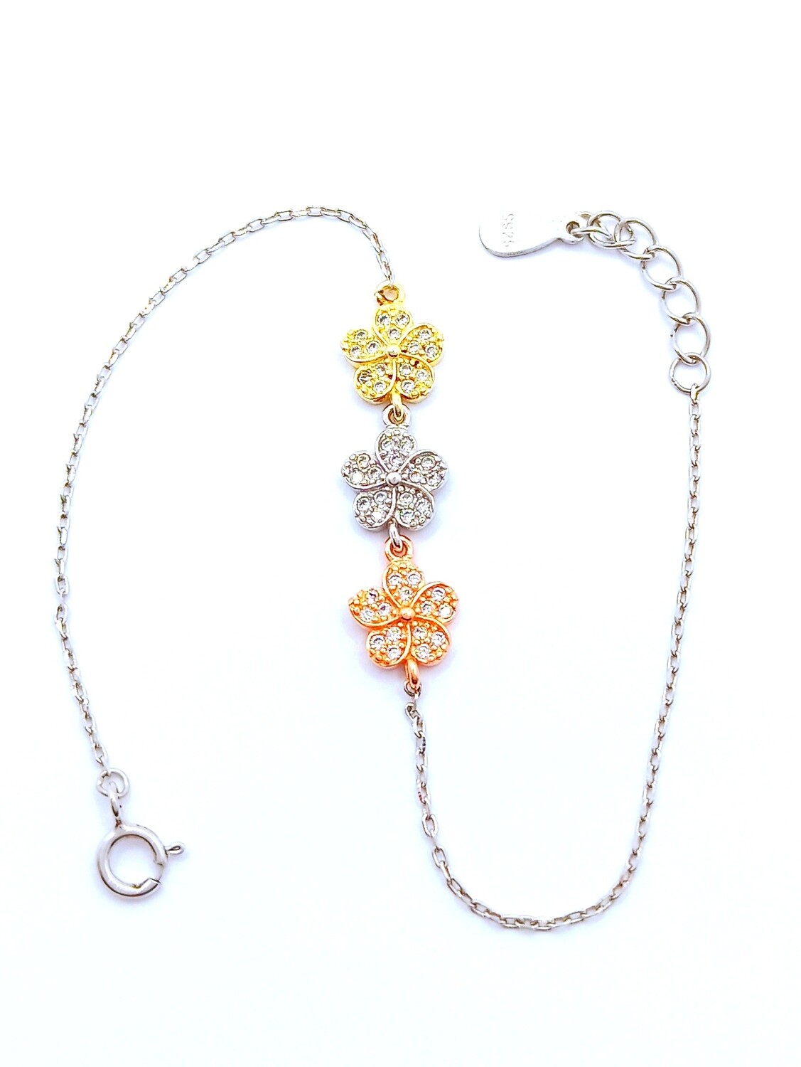 Silver 925  flower or star hand bracelet, MODEL-SIZE-CHAIN LENGTH: 1-Design Height: 2.8cm-Width: 0.7cm-Chain Length: 16.5+2cm Adjustable