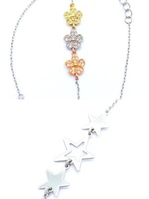 Silver 925  flower or star hand bracelet